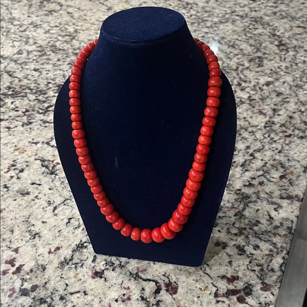 Elegant Coral Beaded Necklace.